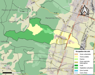 Carte en couleurs présentant l'occupation des sols.