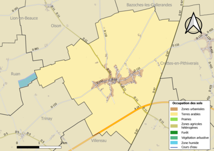 Carte des infrastructures et de l'occupation des sols en 2018 (CLC) de la commune.