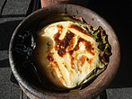 Bibingka, made from baked galapong with coconut milk