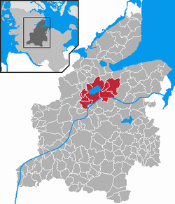 Map of Rendsburg-Eckernförde highlighting Hüttener Berge