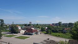 Commercial and residential buildings in the center of Batiovo