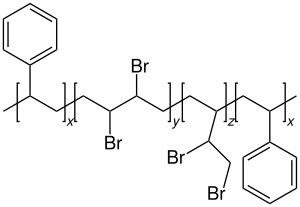 Strukturformel von bromiertem Styrol-Butadien-Copolymer