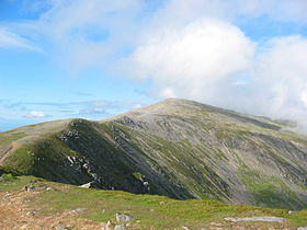 Carnedd Dafydd vu depuis l'arête le reliant au Pen yr Ole Wen.