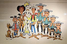 Lucky Luke and other characters from the humorous comics series.