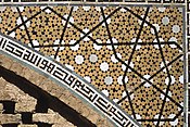 Girih tiling in the decagonal pattern on a spandrel from the Darb-e Imam shrine