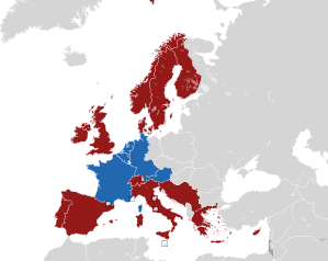 A coloured map of the countries of Europe