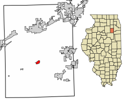 Location of Mazon in Grundy County, Illinois.