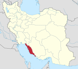 Location of Bushehr province in Iran