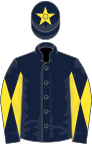 Dark blue, yellow star, striped sleeves and cap