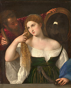 Woman with a Mirror, by Titian (edited by Derrick Coetzee)