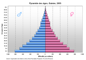 Pyramide des âges de la Guinée en 2005