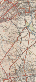 Wimbledon & Sutton Railway map from the 1920s