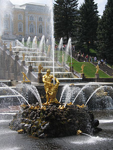 Samson and the Lion fountain at Peterhof Palace, Russia (1800–1802)