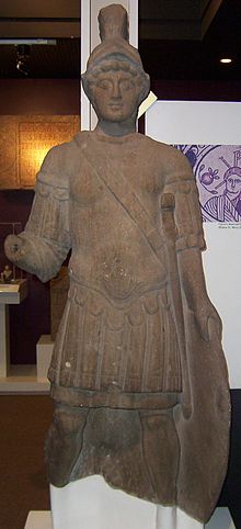 Statue of Roman God Mars in the Yorkshire Museum found in Blossom Street York and dates from the early 4th century. Article Eboracum