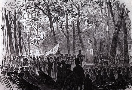 Den festliga avtäckningen 1869 i Lorensbergsparken