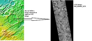 MOLA and CTX image of Barabashov Crater