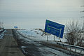 A sign that depicts the important road junction in Debaltseve. The M04 highway connects Izvaryne border crossing with Luhansk and Donetsk cities.