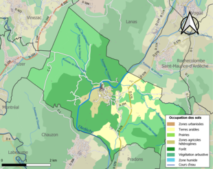 Carte en couleurs présentant l'occupation des sols.