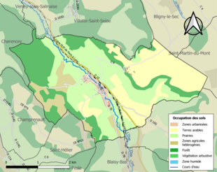 Carte en couleurs présentant l'occupation des sols.