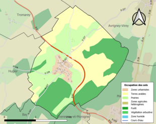 Carte en couleurs présentant l'occupation des sols.