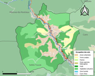 Carte en couleurs présentant l'occupation des sols.