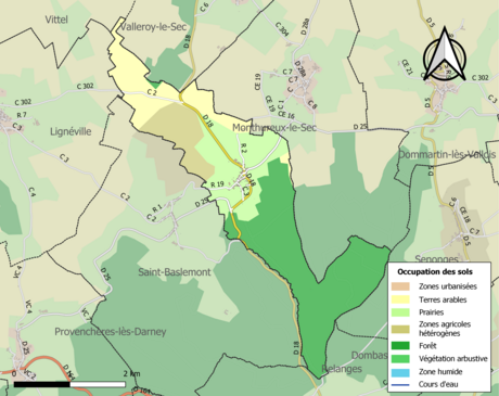 Carte en couleurs présentant l'occupation des sols.