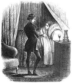 Monte-Cristo, qui s'est introduit dans la chambre de Valentine à travers un passage caché, lui explique que l'empoisonneuse va venir.