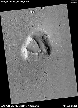 Mesa with dark slope streaks, as seen by HiRISE under HiWish program