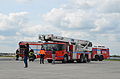 Camions d'incendie des pompiers de l'aéroport de Bruxelles.