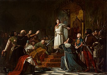 Enrique III de Castilla corrige a los señores castellanos, 1866. Universidad de Barcelona; depósito del Museo del Prado.