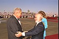 Ezer Weizman greeting King Hussein of Jordan