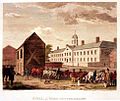 Walnut Street Jail, Philadelphia, Pennsylvania. Blanchard launched his 9 January 1793 American flight from the prison yard.