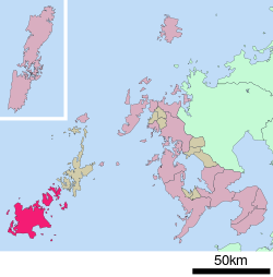 Location of Gotō in Nagasaki Prefecture