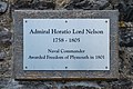 Plaque commemorating Horatio Nelson on the Barbican, Plymouth