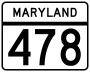 Maryland Route 478 marker