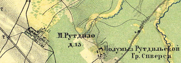 Деревня Малое Руддилово на карте 1860 года