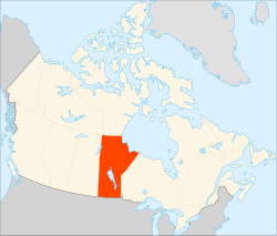 Zemljovid Kanade s označenim položajemManitobe