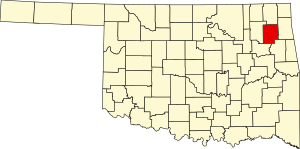 Map of Oklahoma highlighting Mayes County