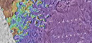 Topo map showing the location of Baltisk crater and other nearby features