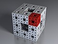 Quatrième étape de construction de l'éponge de Menger, une fractale de l'espace.