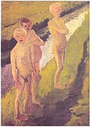 Three Boys Bathing in the canal (1900)