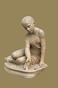 Roman statue of a girl playing astragaloi, 150–130 BCE. Berlin, Antikenmuseum.