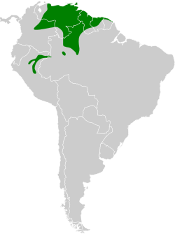 Distribución geográfica del batará crestinegro.