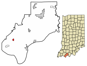 Location of Richland in Spencer County, Indiana.