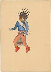 Tasanaiyo (Walpi), A Chief Kachina from First Mesa, drawing, gouache over graphite on wove paper