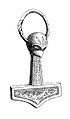 Drawing of Thor's hammer amulet from Mandemark, Møn, Denmark