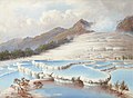 Darstellung der „White Terraces“ auf einem Gemälde von Charles Blomfield (1884)