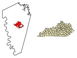 Location of Versailles in Woodford County, Kentucky.