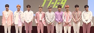 1the9 in April 2019 From left to right: Yechan, Sungwon, Junseo, Doyum, Taewoo, Taekhyeon, Jinsung, Seunghwan, and Yongha.