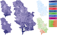 A map of Serbia showing the results of the 2022 presidential elections